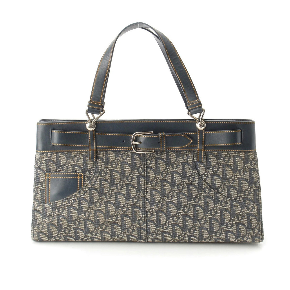 Christian Dior Trotter Canvas Handbag Navy Blue